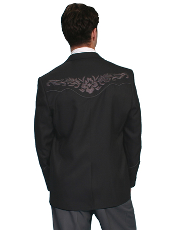 Scully Men's Floral Tonal Embroidered Blazer - Charcoal #2