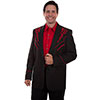 Scully Men's Floral Embroidered Western Blazer - Crimson