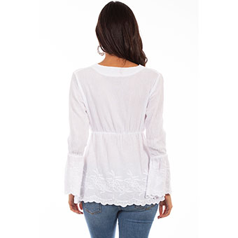 Scully Ladies Long Sleeve Peruvian Cotton Top - White #2