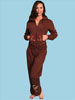Scully� Ladies' Sweat Pants w/Floral Embroidery - Chocolate