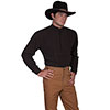 Scully Men's RangeWear Pleated Bib Shirt w/Band Collar - Brown