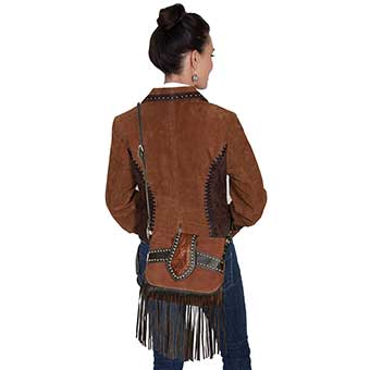 Scully Kester Bolero Tooled Studded Leather Handbag - Brown #4