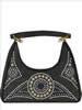 Black Leather Handbag w/Beading