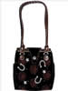 Scully� Dark Brown Suede Handbag w/Roses, Stars & Horseshoes