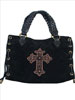Scully® Ladies' Black Boar Suede Embroidered Bag