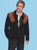 Scully® Men's Boar Suede Two-Tone Blazer - Black w/Brown Trim