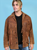 Boar Suede Fringe Prairie Coat - Cafe Brown