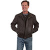 Scully Men's Featherlite Leather Jacket - Chocolate w/Olive Collar