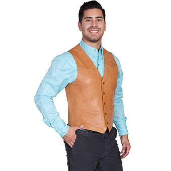 Scully Men's Hand Finished Lamb Western Vest - Ranch Tan #4