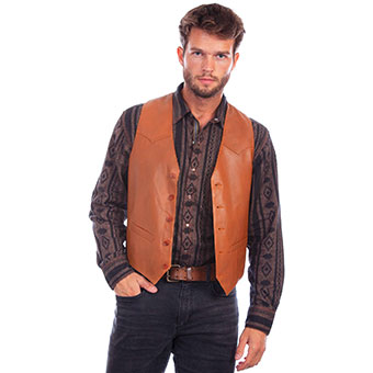 Scully Men's Hand Finished Lamb Western Vest - Ranch Tan