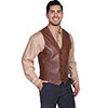 Scully Men's Lambskin Western Vest Single Point - Chocolate