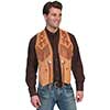 Boar Suede Hand Laced Bead Trim Vest - Bourbon