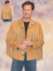 Men's Boar Suede Fringed Jacket - Bourbon