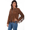 Scully Ladies Suede Jacket w/Beads & Fringe - Brown Lamb