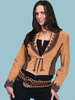 Ladies' Two-tone Boar Suede Cropped Jacket - Rust