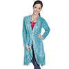 Scully Ladies Boar Suede Fringed Maxi Coat - Turquoise