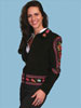 Ladies' Black Boar Suede Jacket w/Flowers