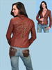 Ladies' Rust Washed Lambskin Jacket w/Cross