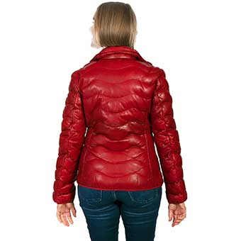 Scully Ladies Ribbed Leather Jacket - Red #2