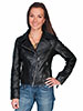 Scully Ladies Asymetric Leather Motorcycle Jacket - Black