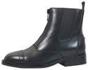Children's Leather Zipper Riding Boot - Black
