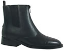 Women's Leather Zipper Riding Boot - Black