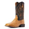 Ariat Men's Dagger Full-Quill Ostrich Boots - Antique Saddle/Bohemian Black