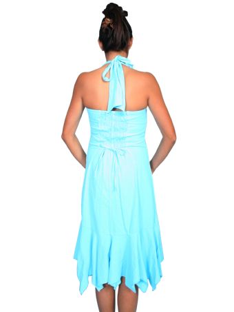Cantina Collection Ladies Halter Sundress w/Ruffles - Turquoise #2