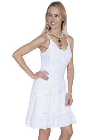 Cantina Collection Ladies Peruvian Cotton Sundress w/Spaghetti Straps - White #4