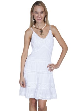 Cantina Collection Ladies Peruvian Cotton Sundress w/Spaghetti Straps - White