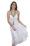 Cantina Collection Ladies Peruvian Cotton Midi Sundress w/Spaghetti Straps - White