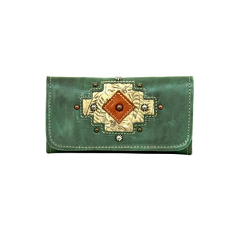 American West Navajo Soul Tri-Fold Wallet - Turquoise