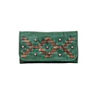 American West Tribal Weave Tri-Fold Wallet - Turquoise