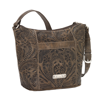 American West Hill Country Zip Top Bucket Tote - Distressed Charcoal #2