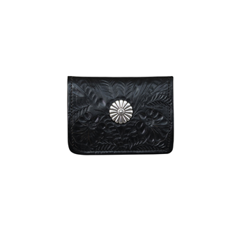 American West Small Ladies' Concho Tri-Fold Wallet - Black