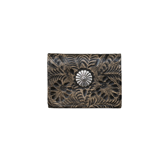 American West Small Ladies' Concho Tri-Fold Wallet - Distressed Charcoal #1