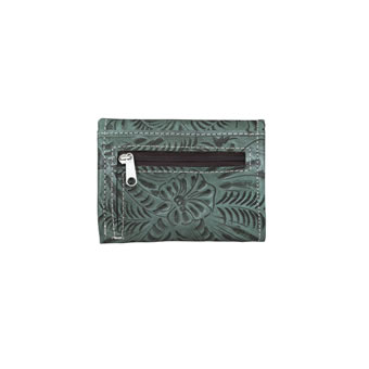 American West Small Ladies' Concho Tri-Fold Wallet - Distressed Charcoal #2