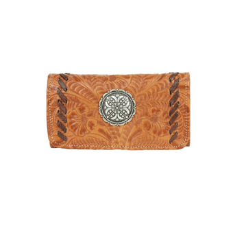 American West Lariats & Lace Tri-Fold Wallet - Natural Tan