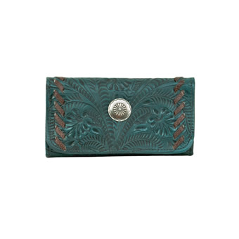 American West Lariats and Lace Tri-Fold Wallet - Dark Turquoise