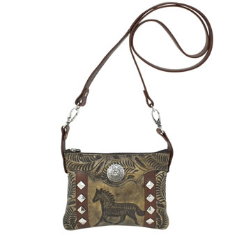 American West Hitchin' Post Trail Rider Crossbody - Distressed Charcoal