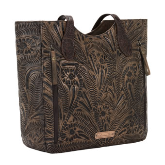 American West Annie's Secret Zip-Top Tote - Distressed Charcoal/Chestnut #2