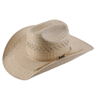 American Hat Co 20★ 6400 Two-Tone Diamond Weave Straw Hat - Ivory/Tan