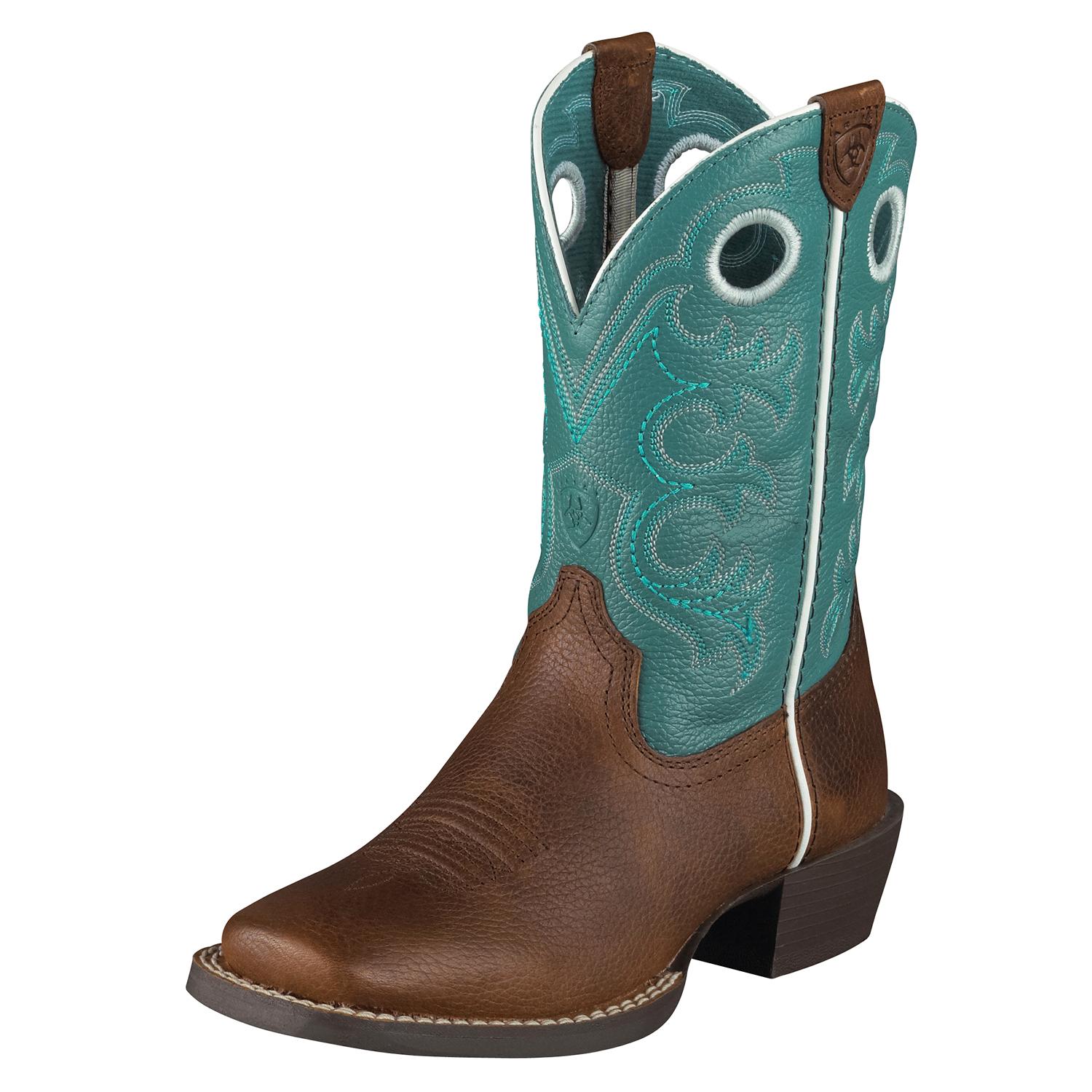 Pungo Ridge Ariat Youth Crossfire Western Boots Brown Oiled Rowdy