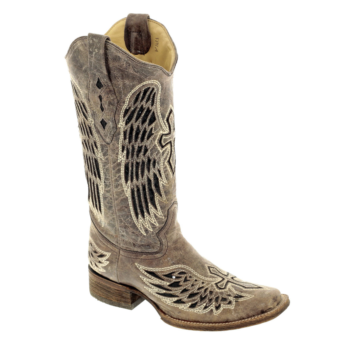 Corral Black Sequin Wing \u0026 Cross Inlay Cowgirl Boots - Square Toe