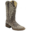 Corral Women's Square Toe Brown Crater Bone Embroidery Boots