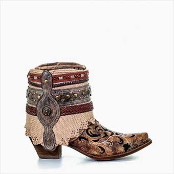 Corral Ladies Cognac Flipped Shaft & Jute Strapped Ankle Boot #2