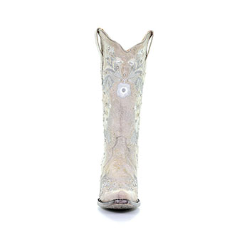 Corral Women's White Fashion Boots w/Floral Embroidery & Crystals #3