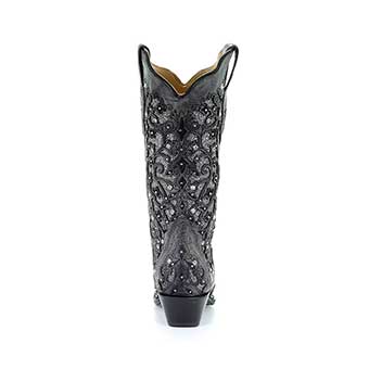 Corral Women's Grey Inlay & Flowered Embroidery Boots w/Studs & Crystals #4