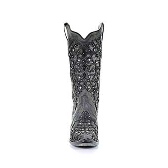 Corral Women's Grey Inlay & Flowered Embroidery Boots w/Studs & Crystals #3