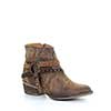 Circle G Ladies Brown Studded Harness Ankle Boots